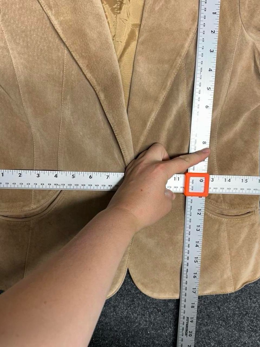 Tan Leather Suede Blazer Jacket Western Cowgirl Americana Old Money Tailored - Picture 6 of 10